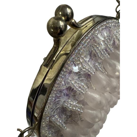 VTG 80s La Regale Ltd Pale Purple Teardrop Fringe Silver Convertible Purse - Picture 6 of 6